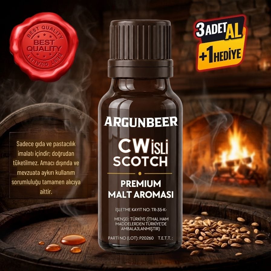 Argunbeer 10 ml İsli İskoç Malt Aroması şişesi, isli meşe meşe fıçısı, bal ve karamel detaylı görsel